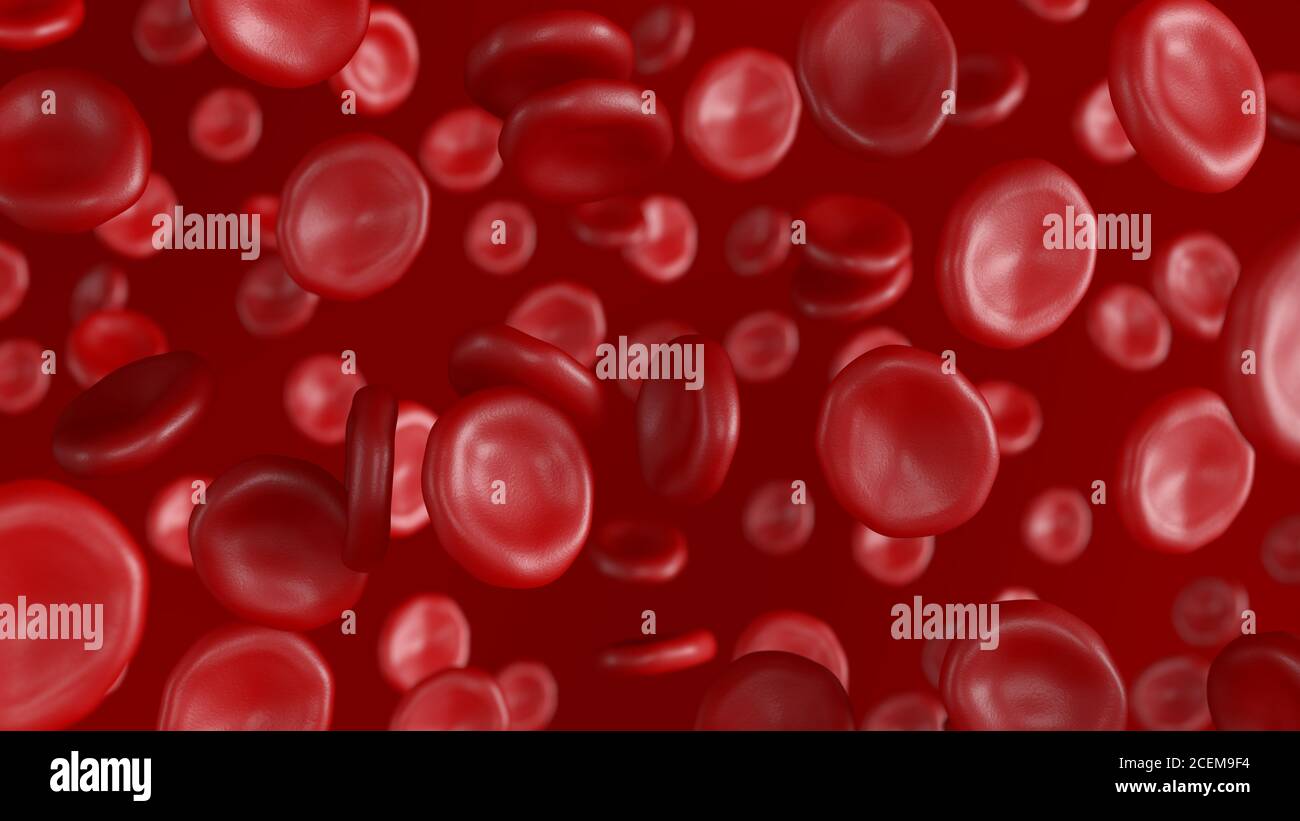 Red blood cells. 3d illustration. Multiple. Blood flow. Stock Photo