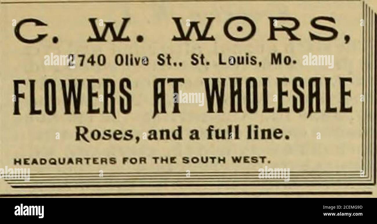 . The Florists' exchange : a weekly medium of interchange for florists, nurserymen, seedsmen and the trade in general. E. C. CILLETT, Vholesitlc Communion Uealtr in CUT FLOWERS AND FLORISTS SUPPLIES. ALL CUT FLOWERS IN SEASON. 113 East 3d St., Room 4, CINCINNATI, Ohio. LAQER & HURRELL, Importers and Growers of Only a Jimitetl quantity letl ot the following importations: Cattleya r,at&gt;lata, C. Mossi^, l^aelia Purpurata and Miltoula Candida. Correspondence solicited. SUMMIT, N.J.When Writing Mention Florists Exchange In Western INew York. Try us HEADQUARTERS ROSES, CARNATIONS ANDALL SEASONAB Stock Photo