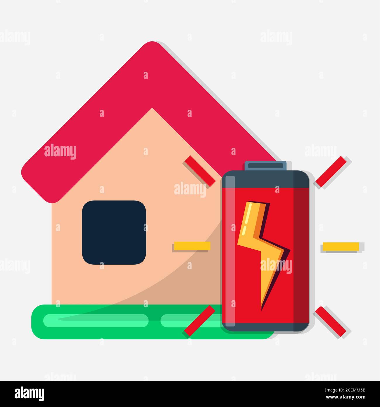 smart home with solar battery concept symbol vector illustration Stock Vector