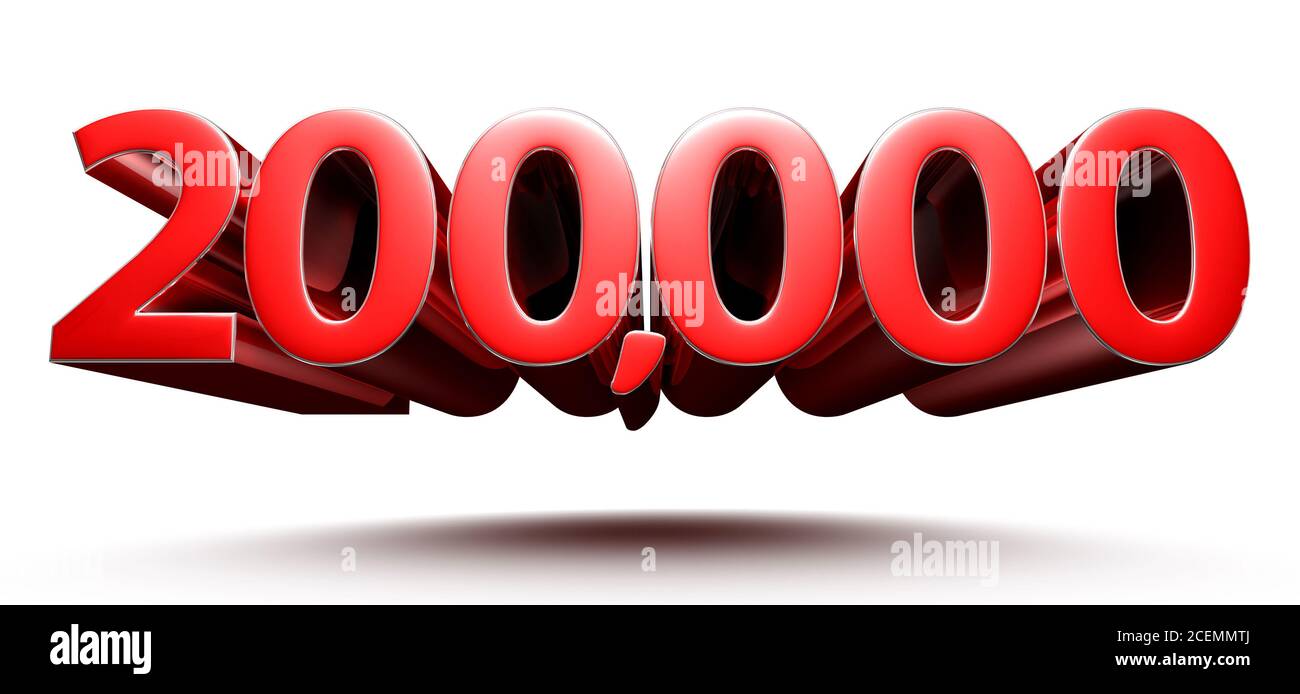 3D illustration 2 hundred thousand red isolated on a white background ...