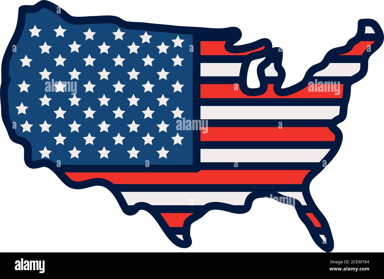 usa map icon over white background, line and fill style, vector ...
