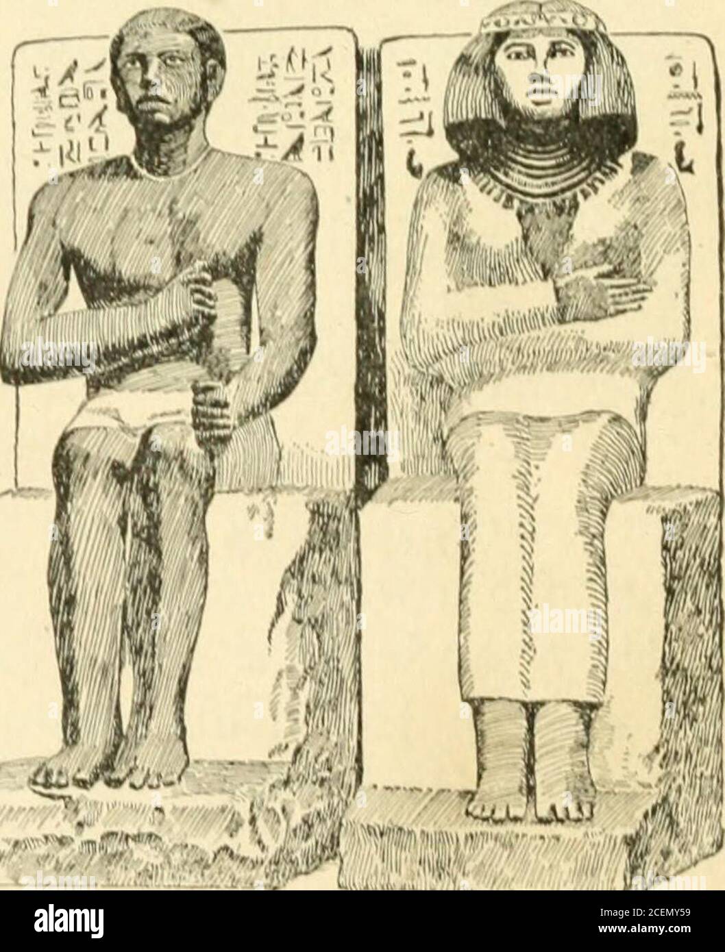 . The story of the ancient nations : a text-book for high schools. o developedthe copper mines in the Sinaipeninsula, and may be re-garded as the first Egyptianking to engage extensively inenterprises which lay beyondthe narrow boundaries ofEgypt. 16. Art Under the OldKingdom.— Near the pyra-mid of Snefru, explorers have found the tombs of some ofthe nobles of his court. The statues of one of these noblesDarned Rahotep, and of hiswife Nefert, may still be seenin the Museum at Cairo, inEgypt. The portraits are evi-dently quite true to life, andpicture a typical Egyptiancouple of the higher clas Stock Photo