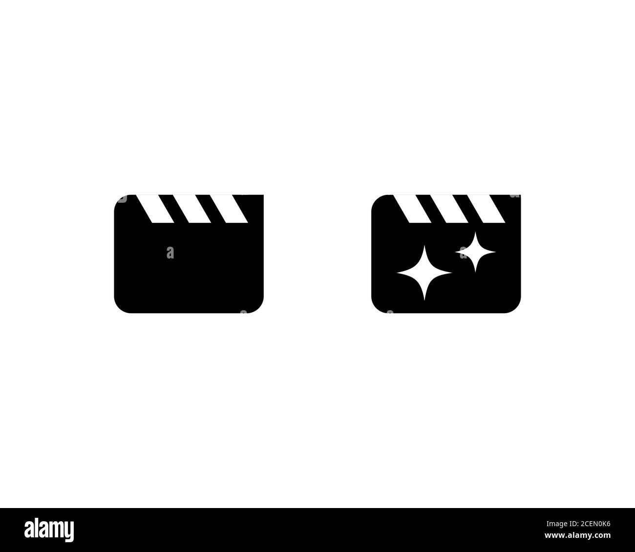 Movie clapperboard icons. Creation process. Film action board, cinematography. Vector on isolated white background. EPS 10 Stock Vector