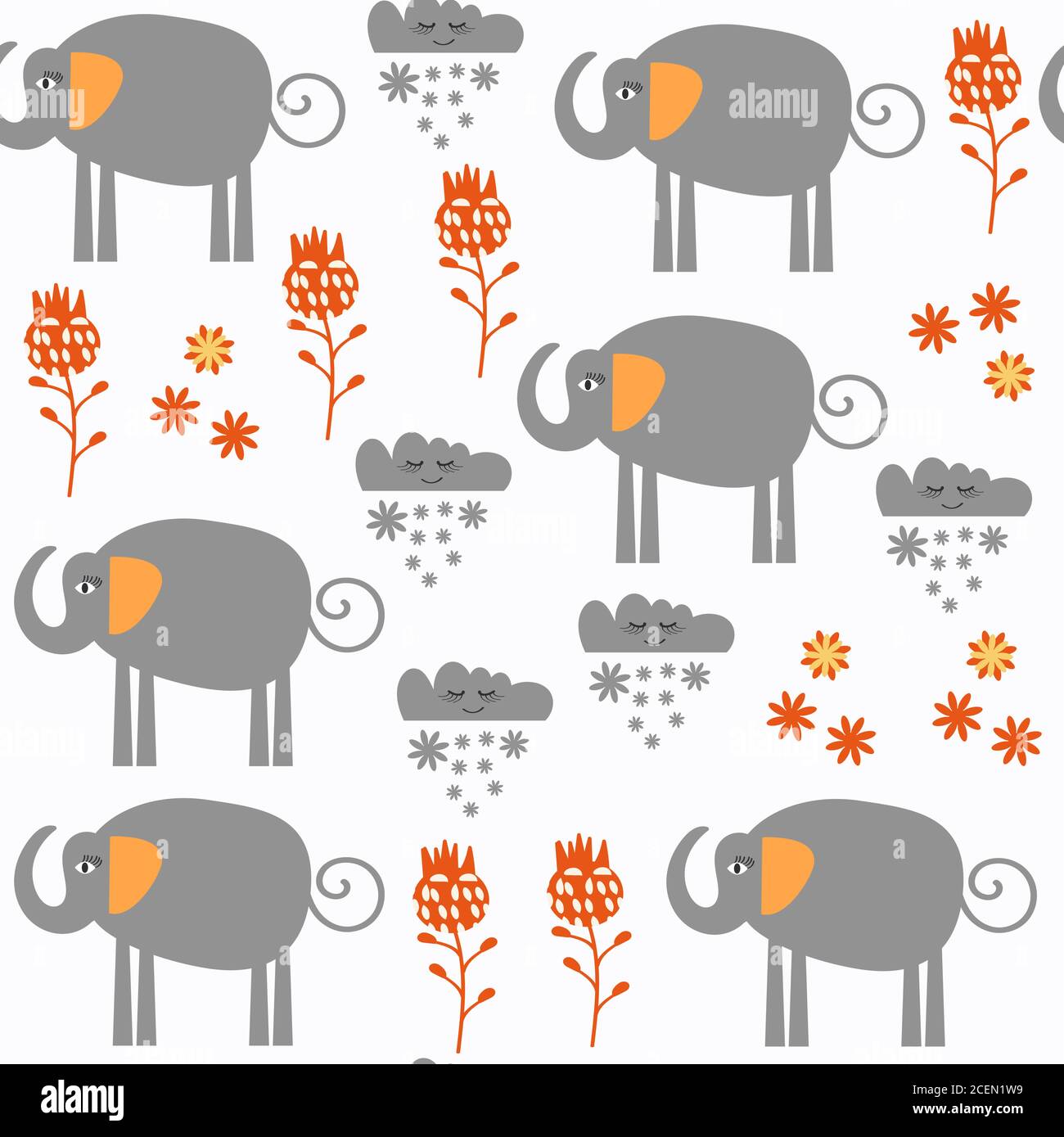 Elephants seamless pattern. Pattern located in swatch menu, vector image design Stock Vector
