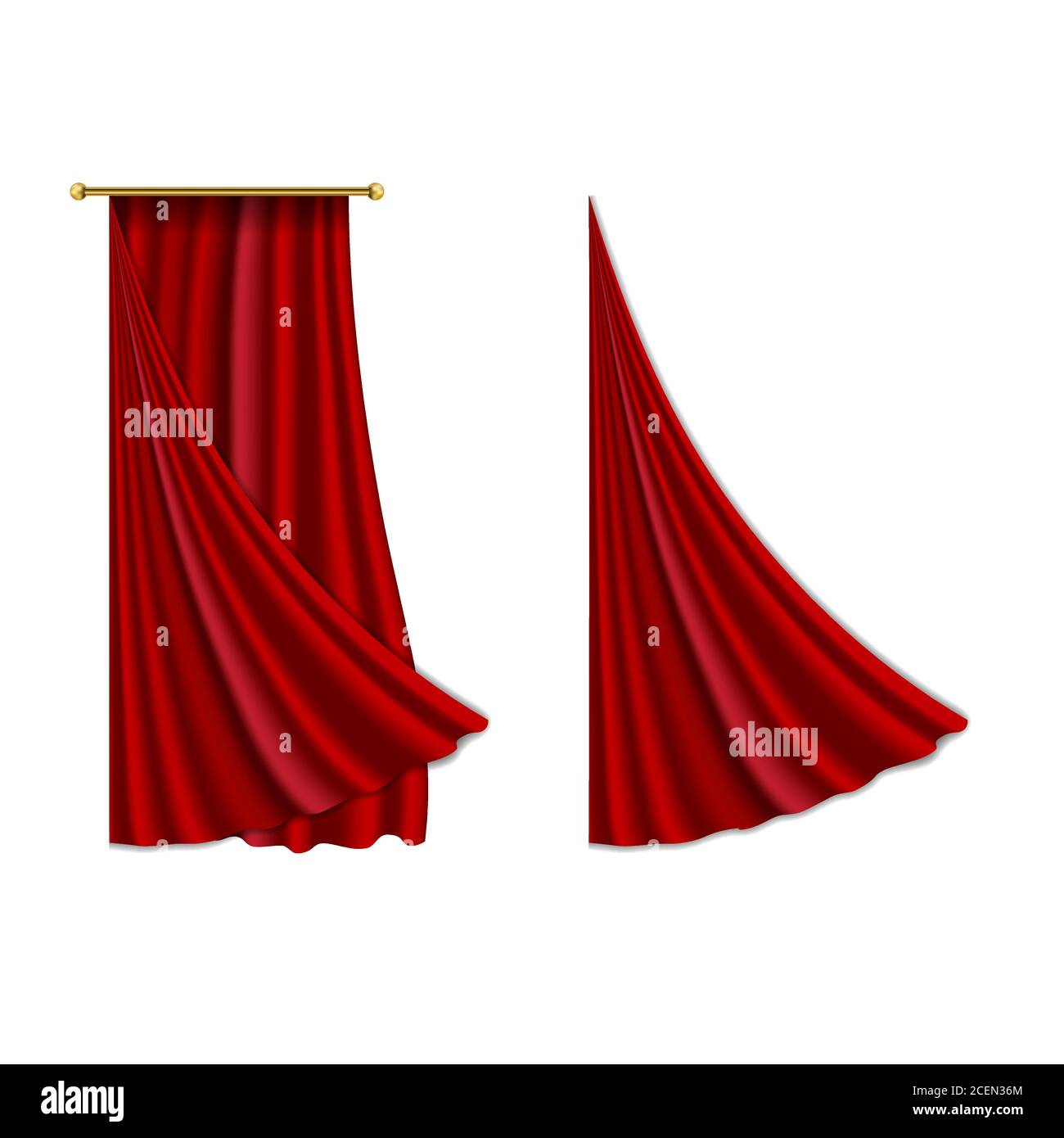 Realistic luxury curtain cornice decor domestic fabric interior drapery textile lambrequin, vector illustration curtaine Stock Vector