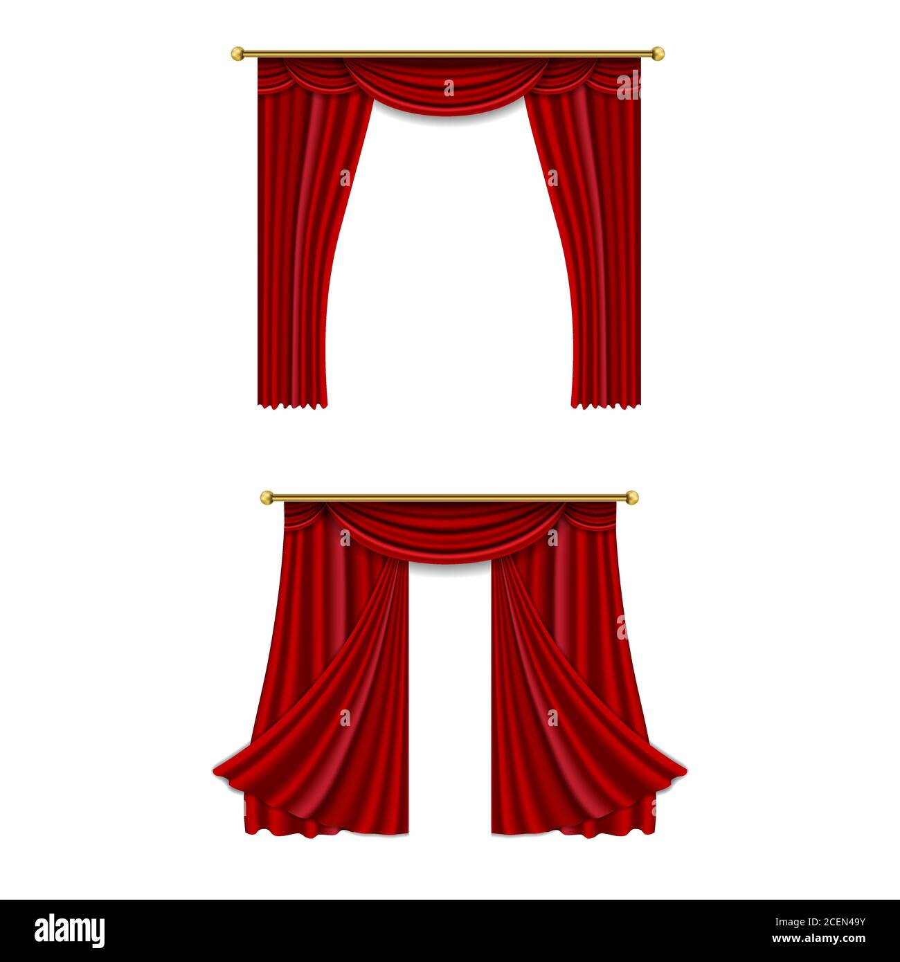 Realistic luxury curtain cornice decor domestic fabric interior drapery