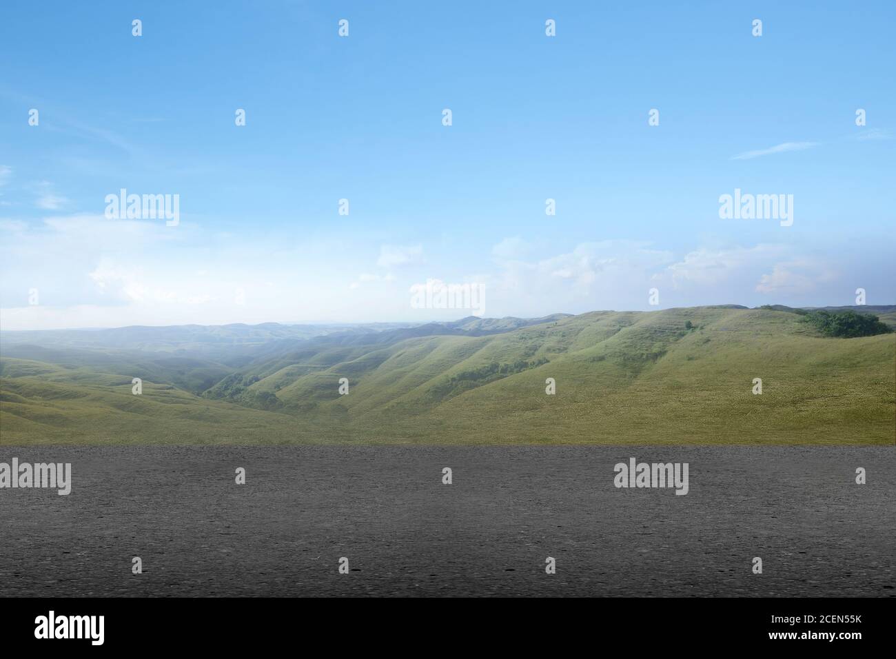 Asphalt road with mountain view and blue sky background Stock Photo - Alamy