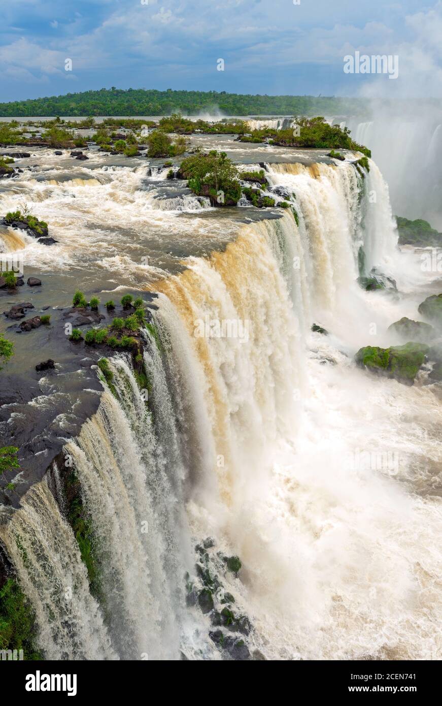 Vertical landscape of the Iguazu waterfalls, Brazil. Stock Photo