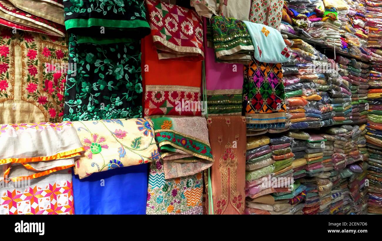 garments for sale at hall bazaar in amritsar Stock Photo