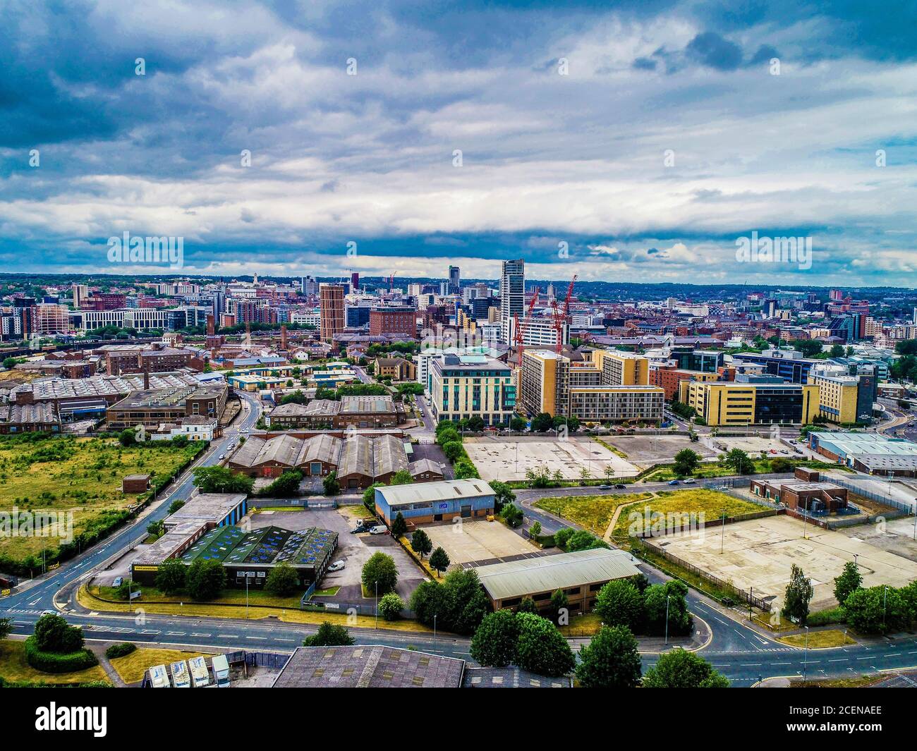 Aerial panorama of Leeds city centre, business, tourism, entertainment Stock Photo