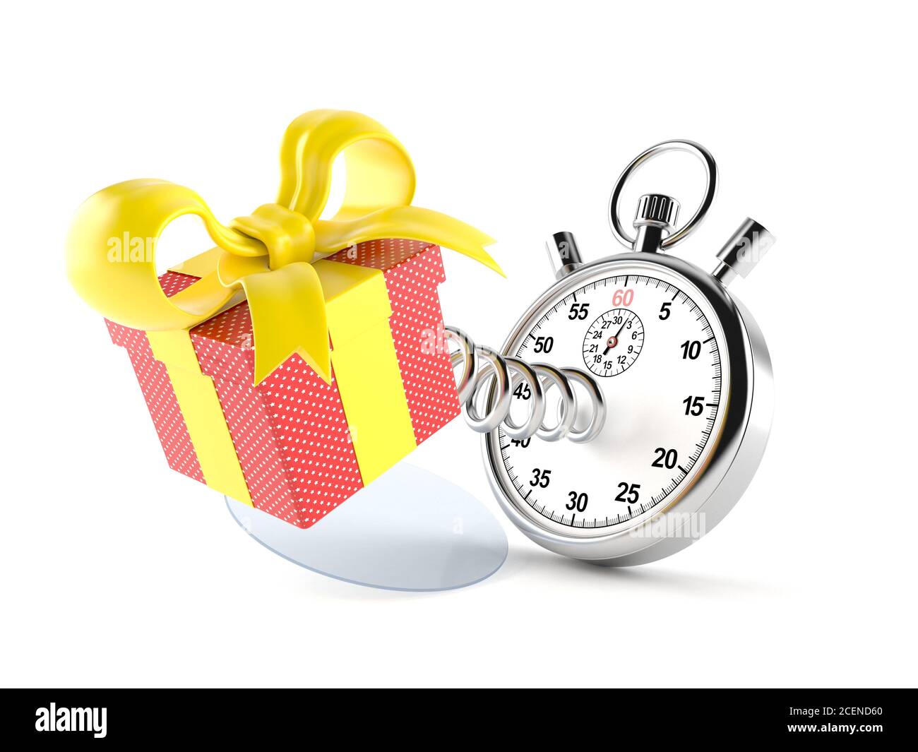 Gift with stopwatch isolated on white background Stock Photo - Alamy