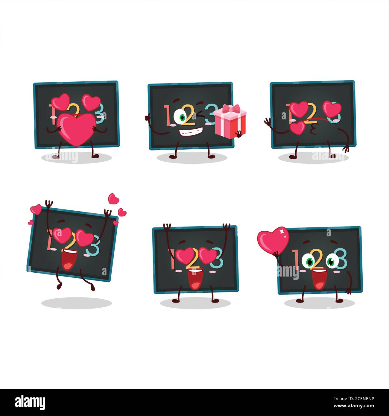 Numeric on board cartoon character with love cute emoticon Stock Vector ...