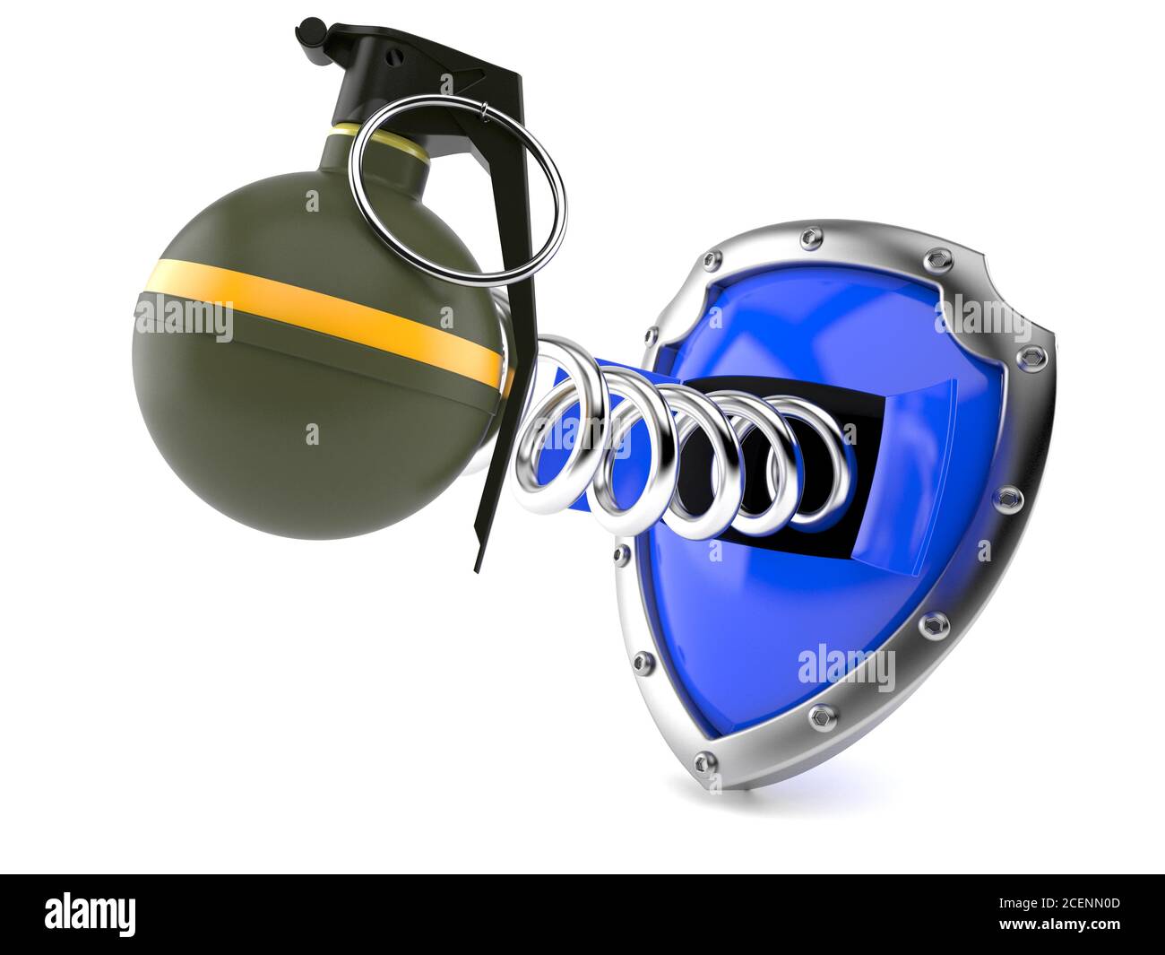 Shield with hand grenade isolated on white background Stock Photo - Alamy