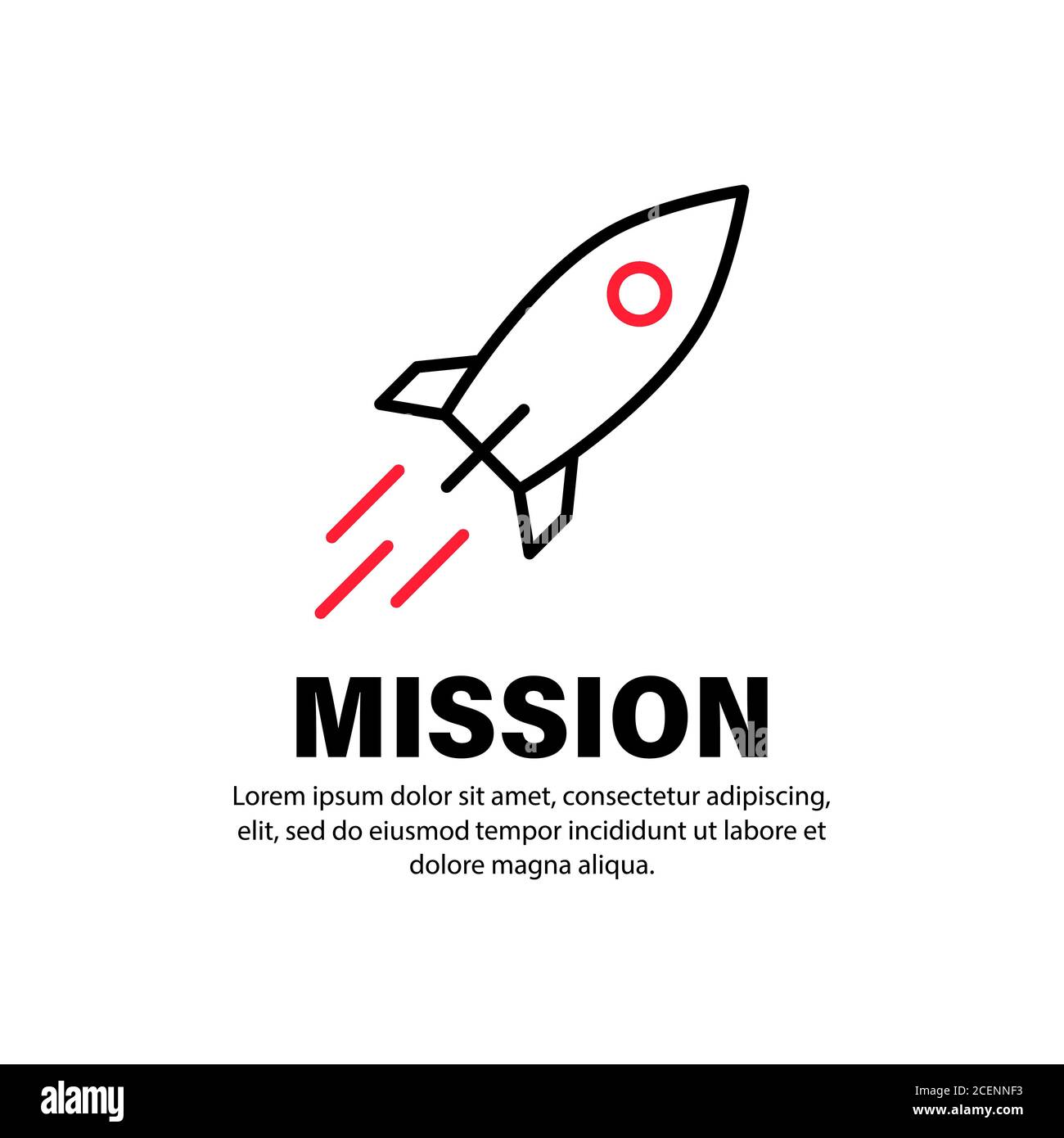Rocket line icon. Mission sign of business company management . Aim concept. Business start up single. Vector on isolated white background. EPS 10 Stock Vector