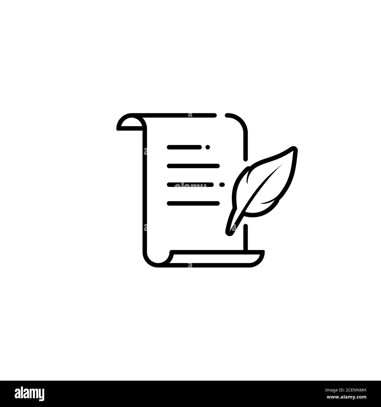 History, writing, quill line icon. Letter quill pen icon. Document