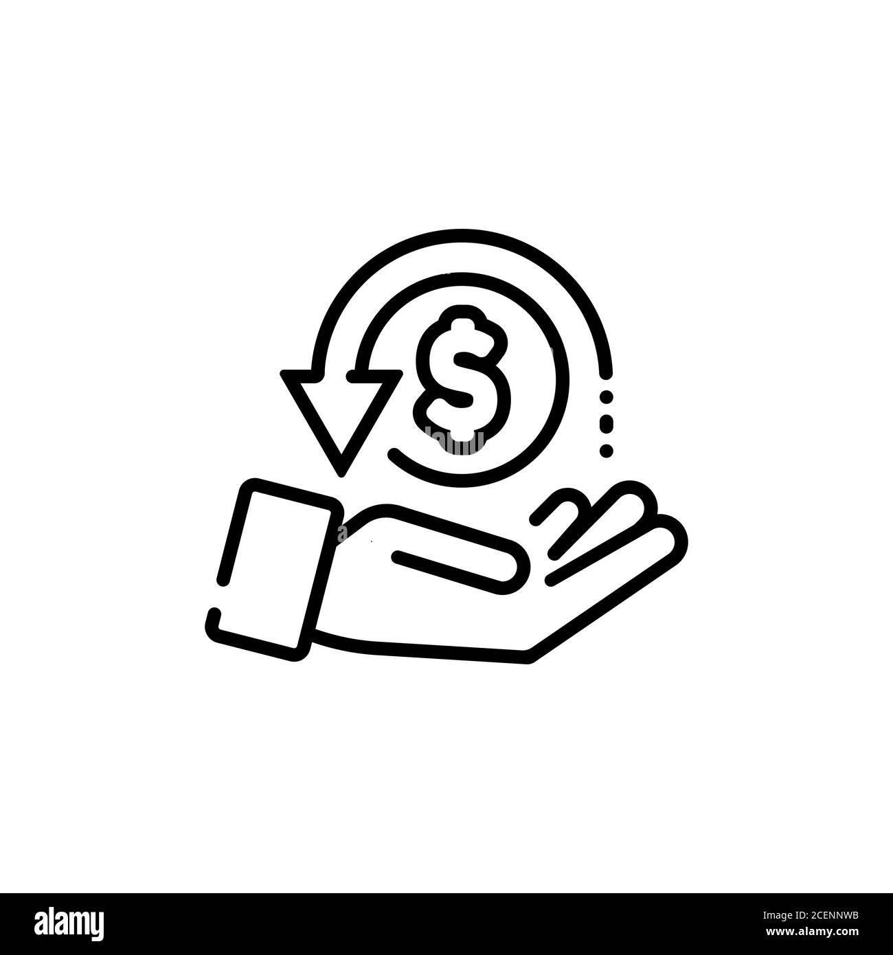 Cashback, return money, cash back rebate line icon. Salary exchange, hand  holding dollar. Financial investment symbol. Vector on isolated white Stock  Vector Image & Art - Alamy