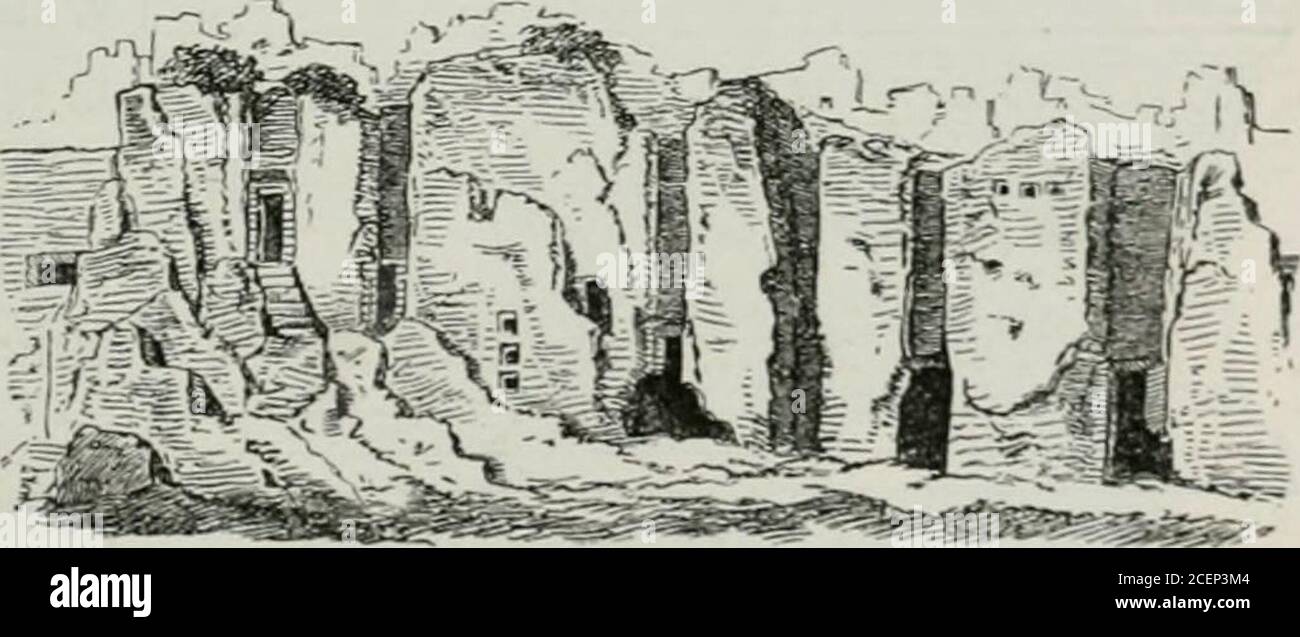 . Das Leben der Griechen und Römer : nach antiken Bildwerken. (vgl. den Durchschnitt Fig. 407),nach denen das Grab benannt worden ist, während an den dreiandern Wänden sich Erhöhungen {c) in Form von Bänken befinden.An dies Hauptgemach schliessen sich drei kleinere Kammern an, vondenen die zur rechten Hand belegene eine in der Wand befindlicheNische {b) zeigt. Von den Gräbern der zweiten Gattung bieten die schmalen Felsen-thäler von Norchia und Castell dAsso mehrfache Beispiele dar, indeman den meist steil abfallenden Felsenwänden die Eingänge zu den imInnern des Felsens angebrachten Grabkamme Stock Photo