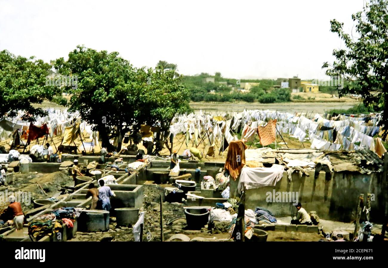 public laundry in Karachi, Pakistan in 1986 Stock Photo Alamy