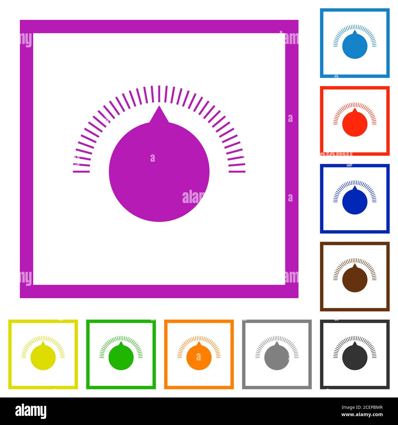 Simple volume control flat color icons in square frames on white ...