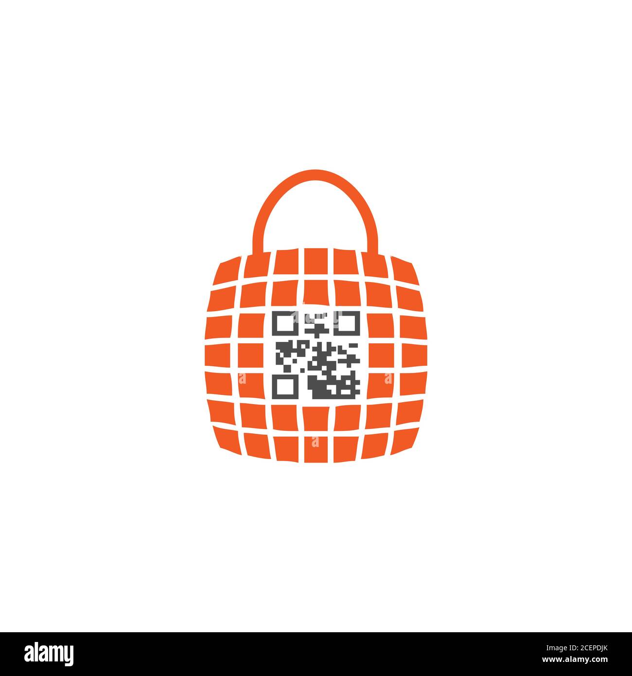 Shopping bag icon symbol for your best business symbol with barcode. Fast Shopping bag icon in trendy design style. Vector illustration EPS.8 EPS.10 Stock Vector