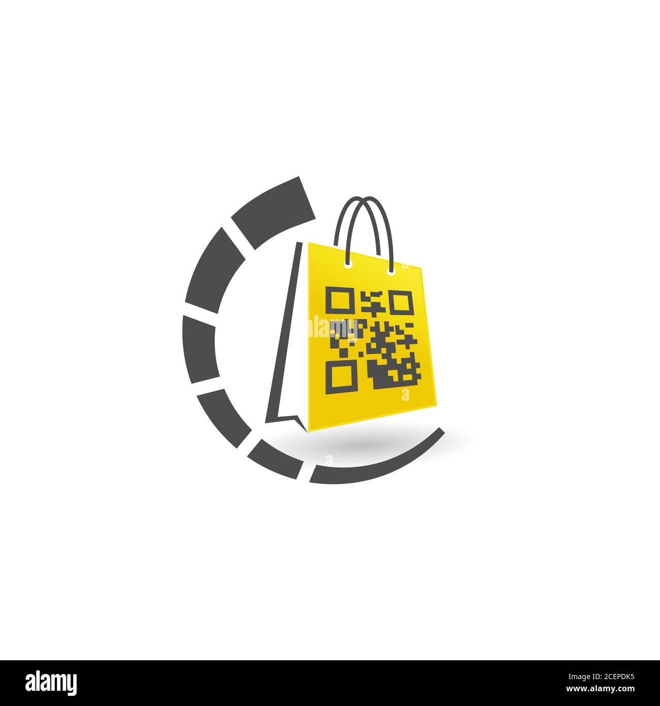 Shopping bag icon symbol for your best business symbol with barcode. Fast Shopping bag icon in trendy design style. Vector illustration EPS.8 EPS.10 Stock Vector