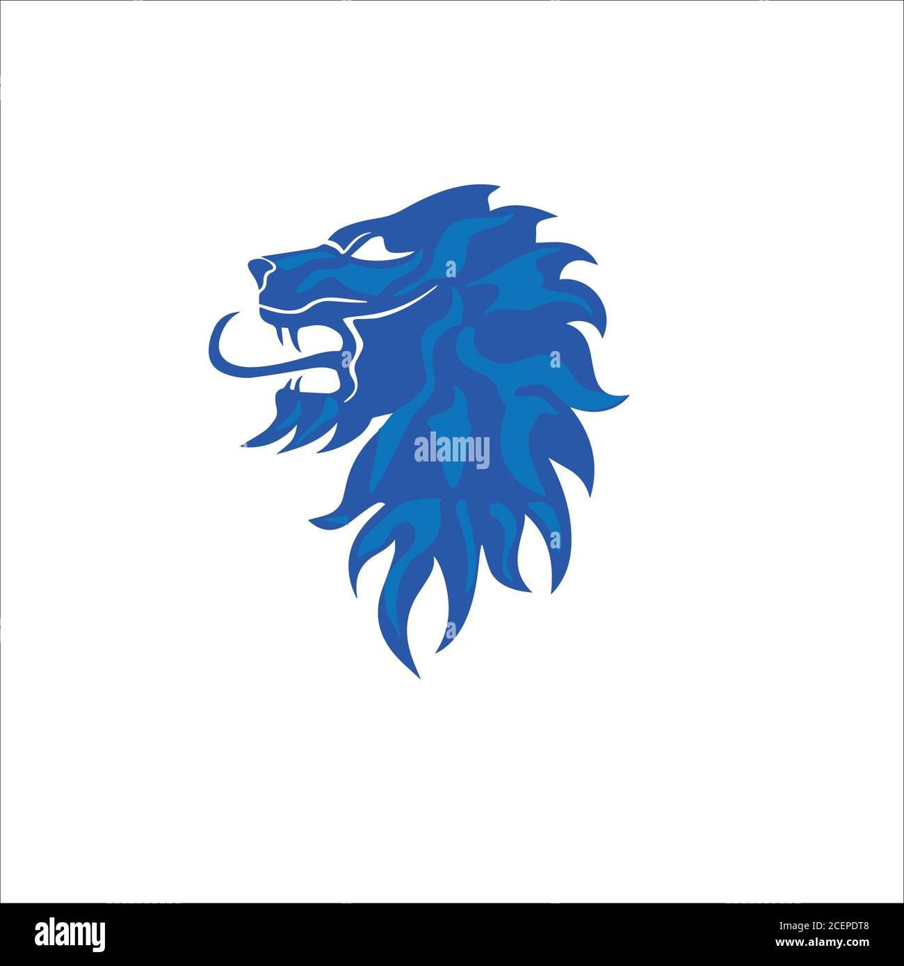 Lion roar icon symbol with color blue on the white background. Flat design head lion for your business symbol. Vector illustration EPS.8 EPS.10 Stock Vector