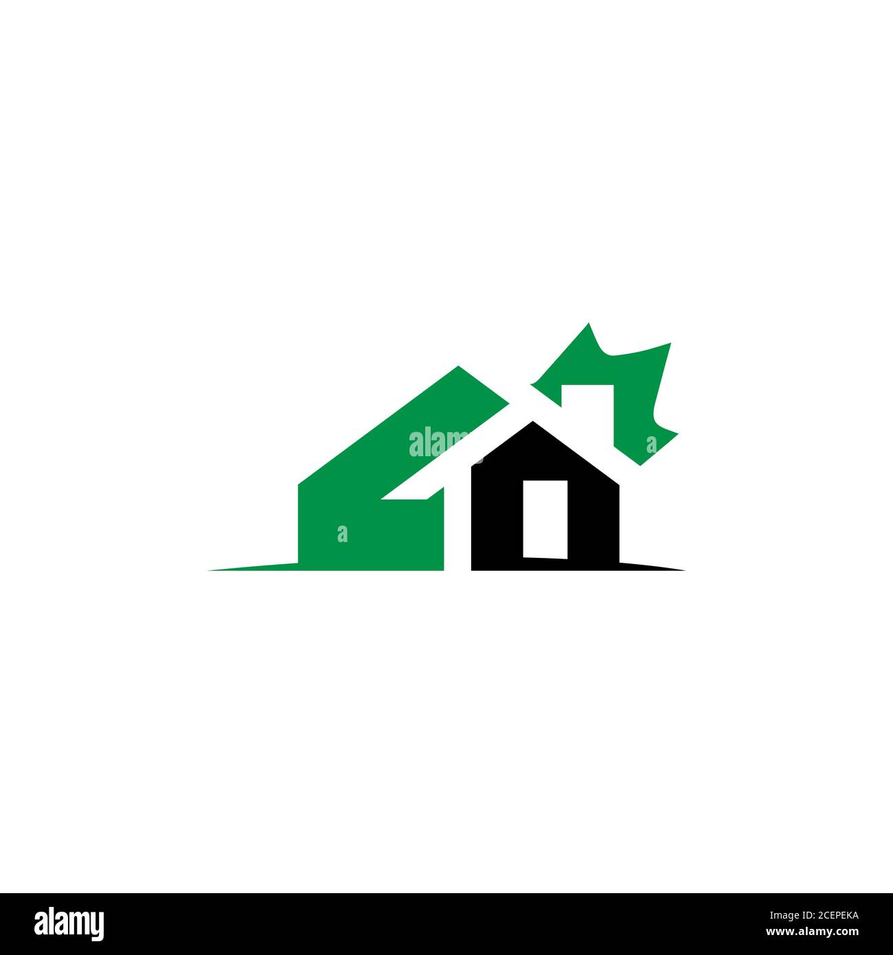 Abstract home design icon symbol with color green. Flat design home for ...