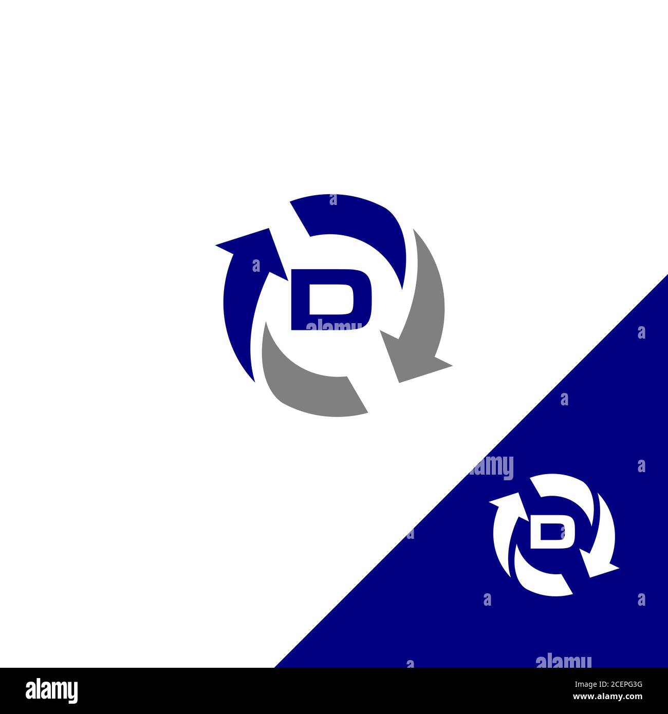 Simple design letter D with round arrow and color blue. Flat design ...