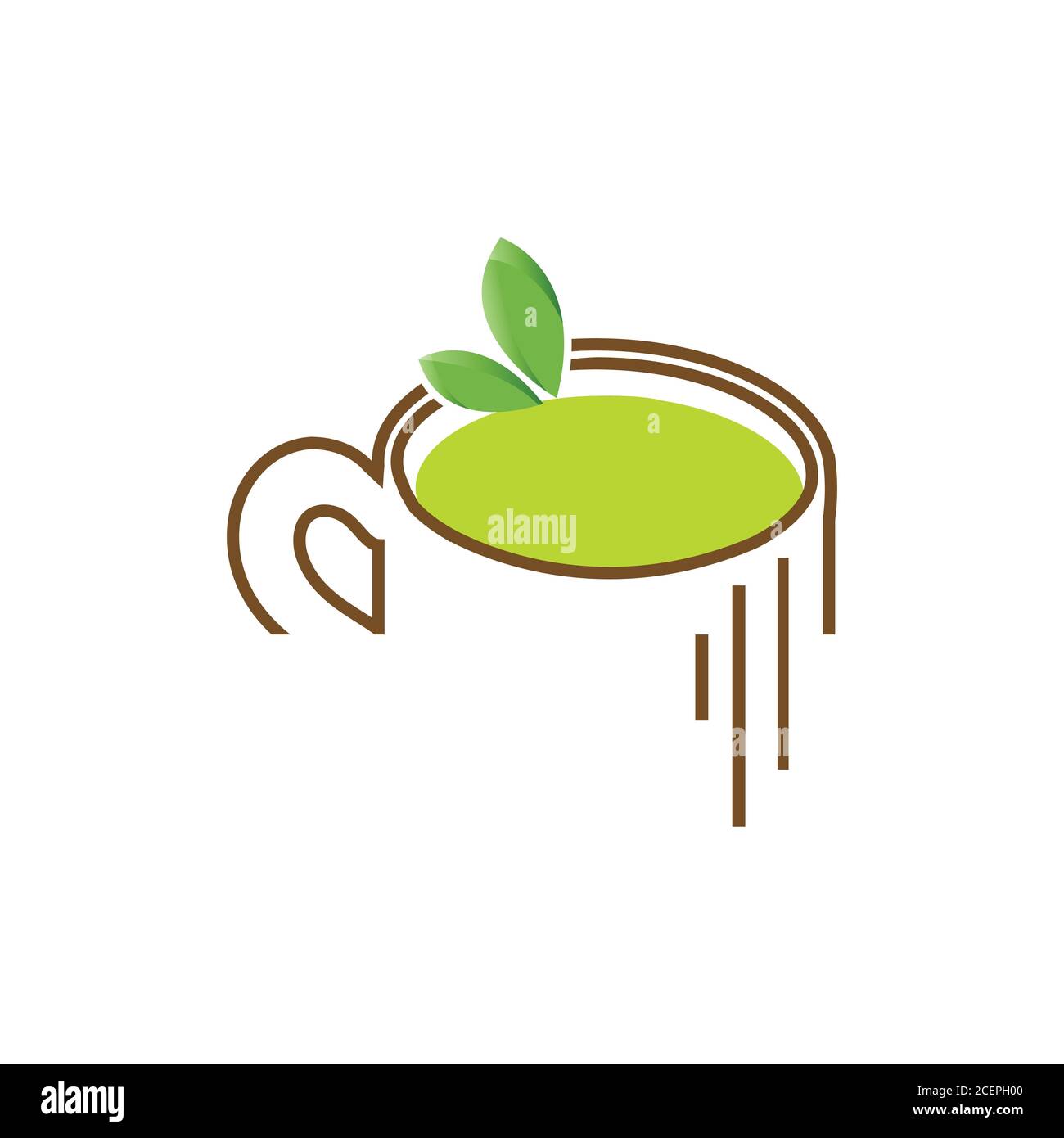 Tea cup vector symbols on the white background. Symbol green tea cup