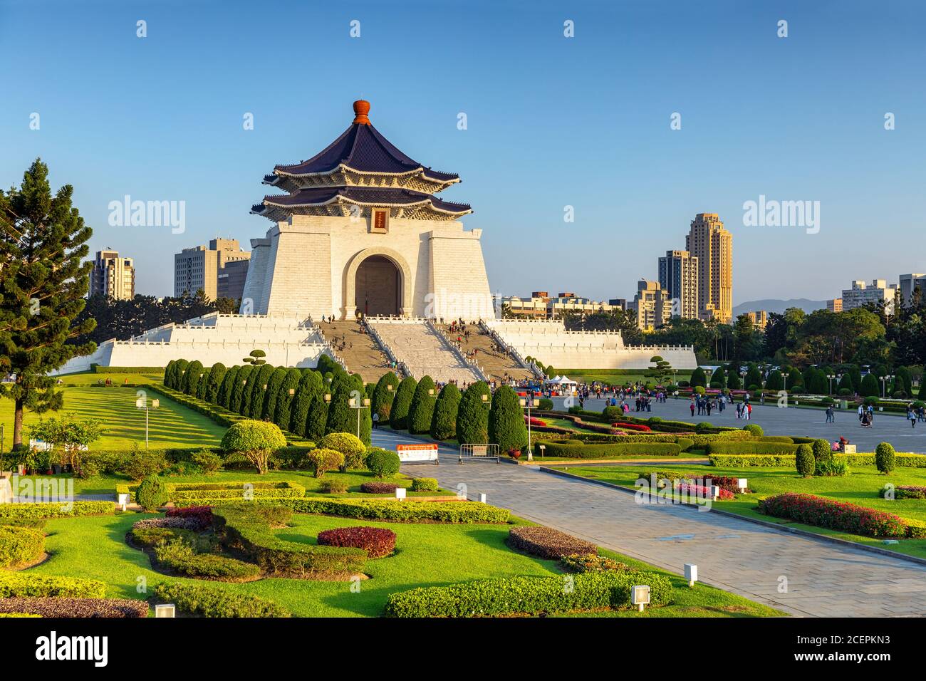 Chiang Kai-shek Memorial Hall in Taipei, taiwan. The translation of the Chinese characters on plaque is 'chiang kai chek memorial hall' Stock Photo