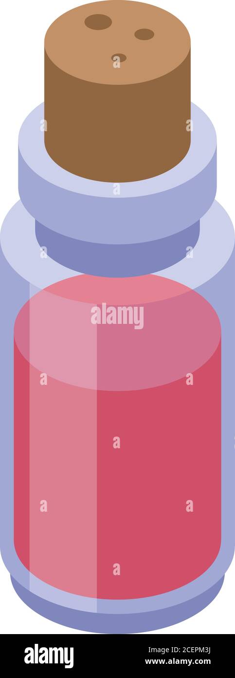 Red potion essential oils icon, isometric style Stock Vector