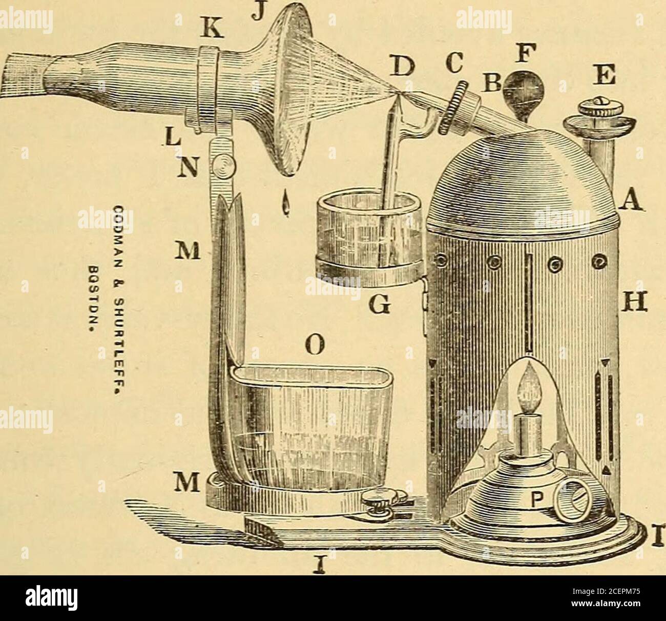 Inhalation in the treatment of disease; its therapeutics and practice. A  treatise on the inhalation of gases, vapors, fumes, compressed and rarefied  air, nebulized fluids, and powders. Siegles Steam Nebulizer. Various