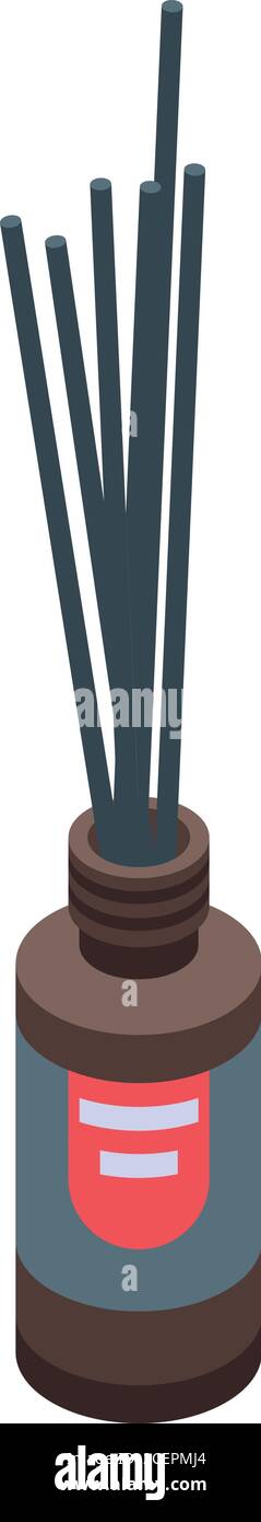 Sticks diffuser bottle icon, isometric style Stock Vector