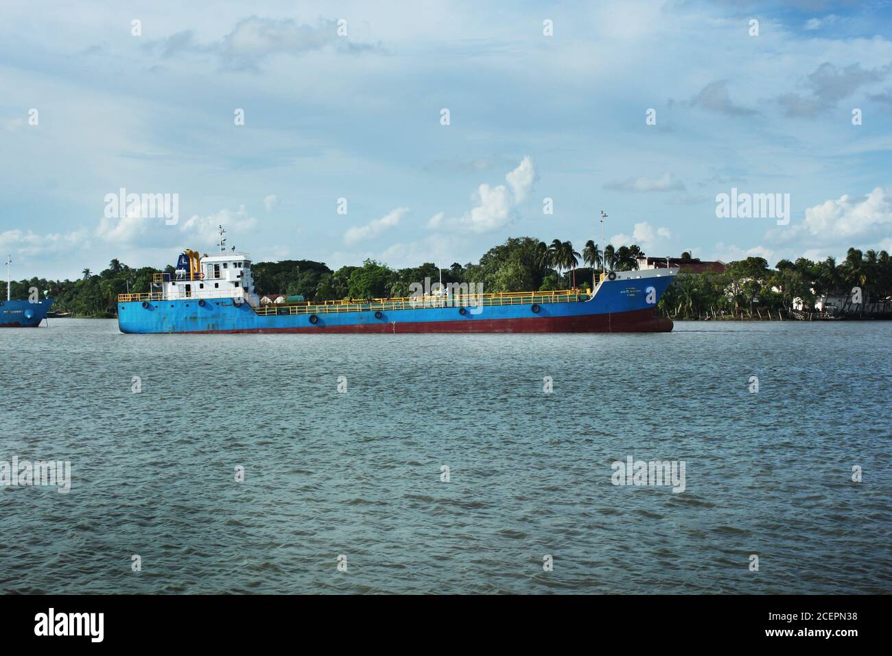 Cargo vessel anchored at the BIWT Ghat, Khulna, Bangladesh. Stock Photo