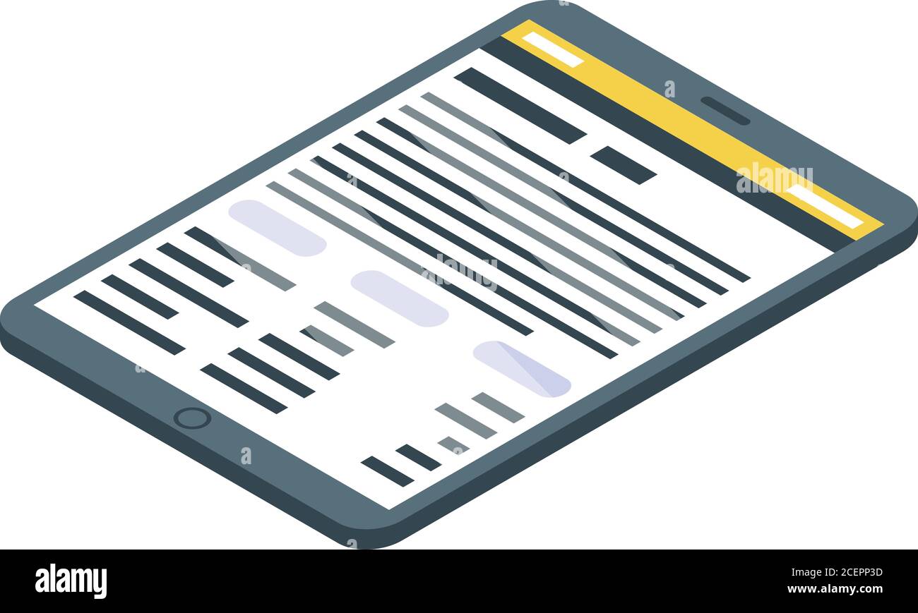 Home office work tablet icon, isometric style Stock Vector