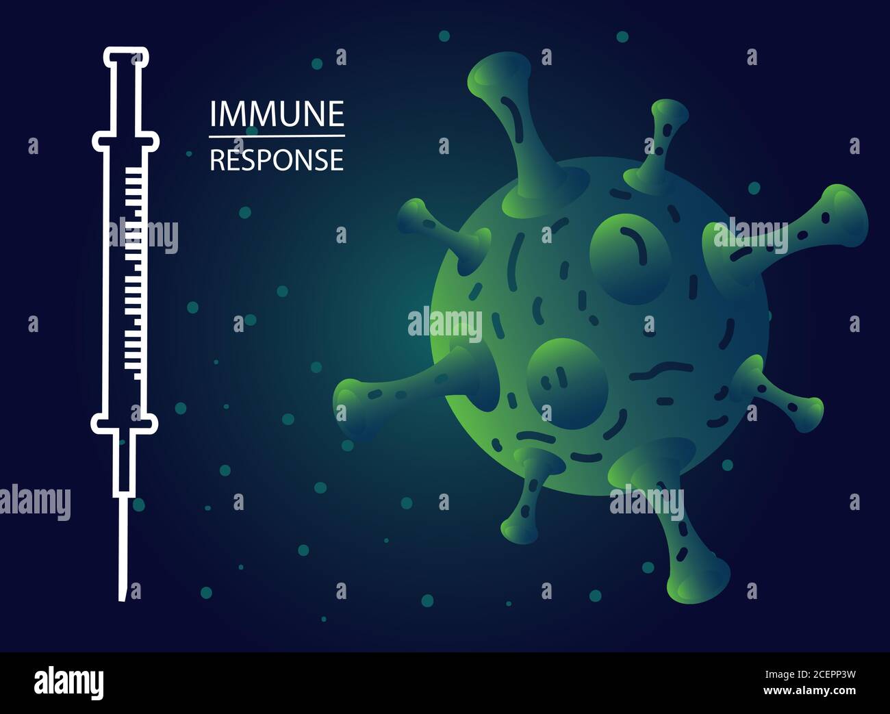 immune response, background with virus cell vector illustration design Stock Vector