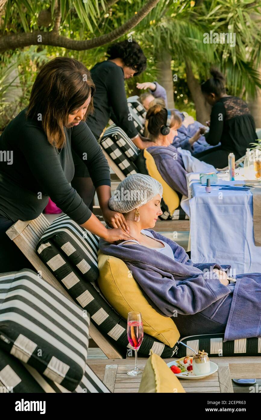 Johannesburg, South Africa May 10, 2018 Diverse women in bath robes