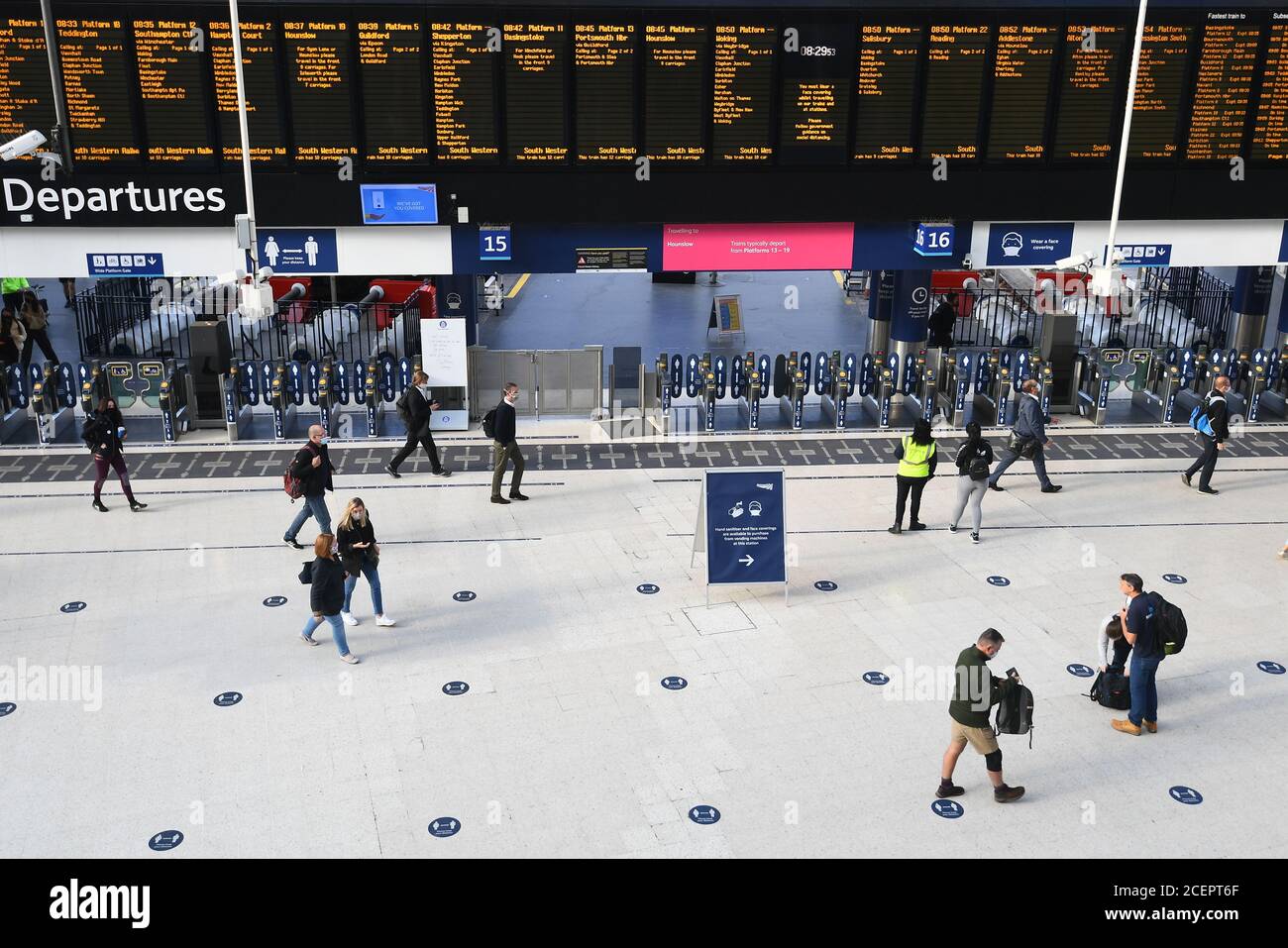 The concourse at London's Waterloo station - which is one of the capital's busiest - during the rush hour. The Prime Minister said people were returning in 'huge numbers to the office' but Downing Street said it could not yet provide information to back up the claim. Stock Photo