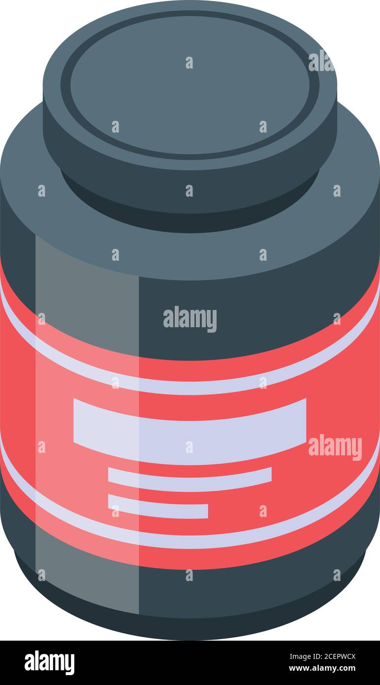 Home training protein jar icon, isometric style Stock Vector