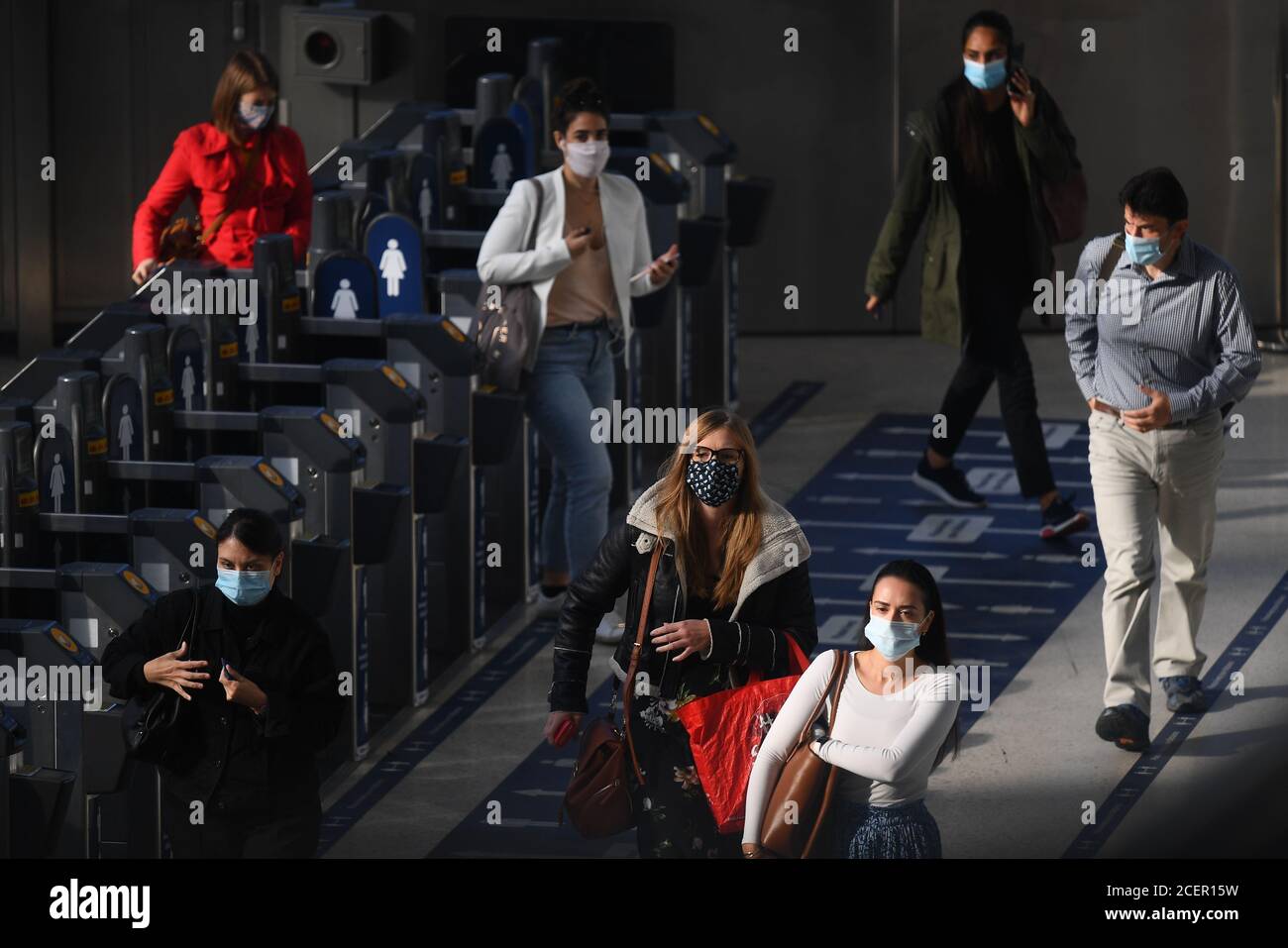 Commuters at London's Waterloo station - which is one of the capital's busiest - during the rush hour. Stock Photo