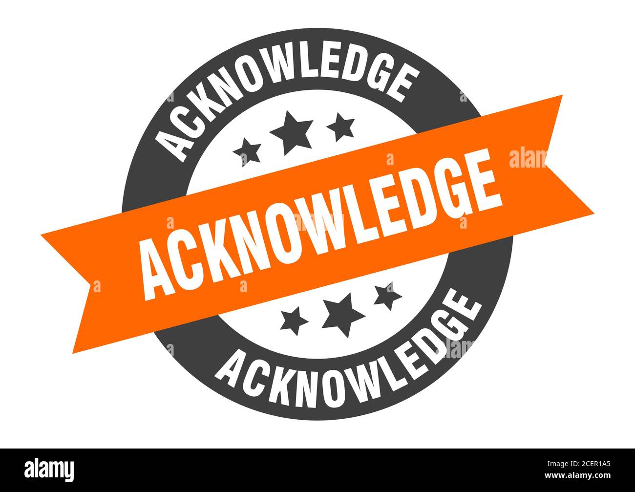 acknowledge sign. round isolated sticker. ribbon tag Stock Vector Image ...