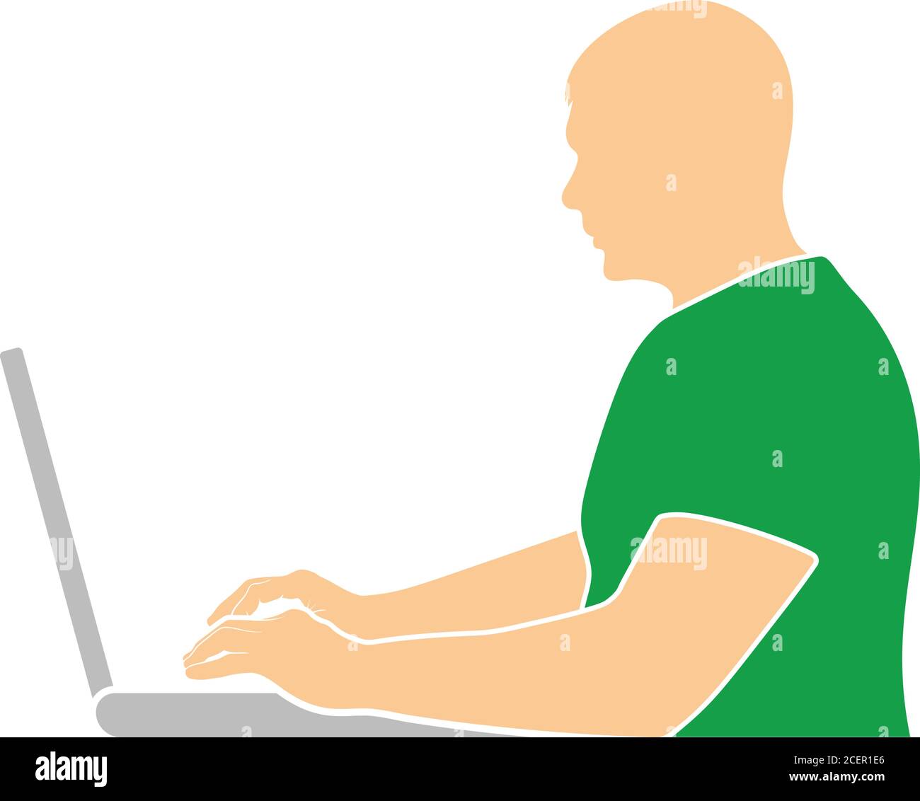 Writer At The Work Icon. Flat Color Design. Vector Illustration. Stock Vector
