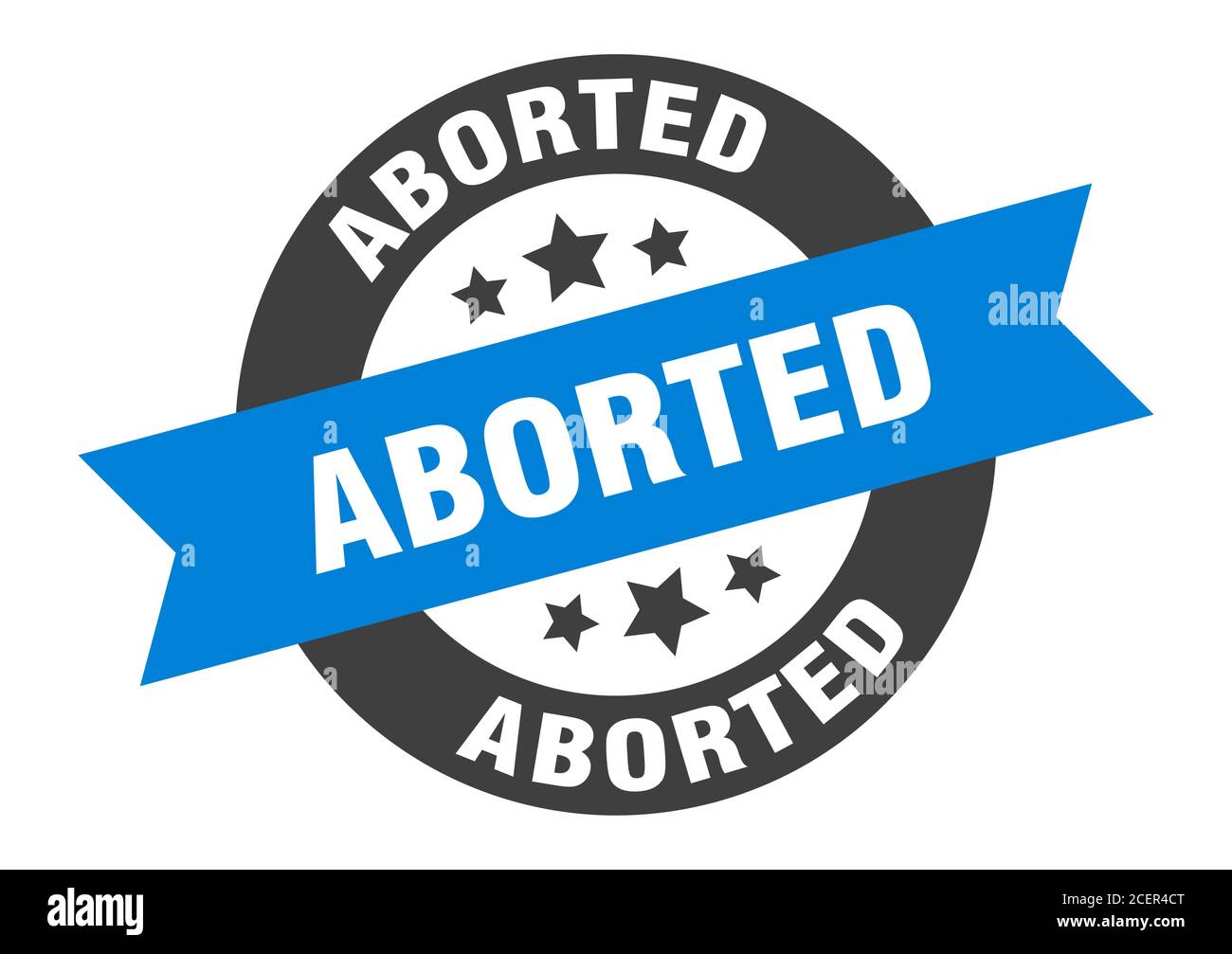 aborted sign. round isolated sticker. ribbon tag Stock Vector Image ...