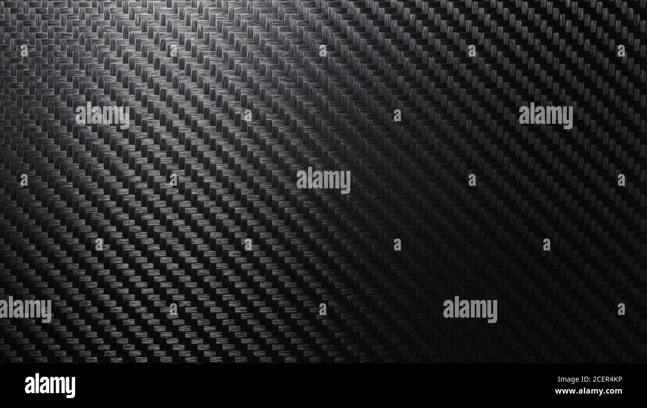 Carbon fiber texture pattern background. Dark with lighting. 3D