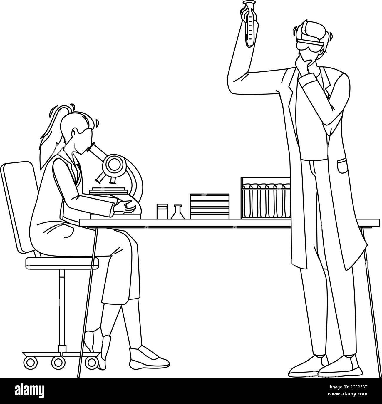 Scientists Work And Research In Laboratory Vector Stock Vector Image ...