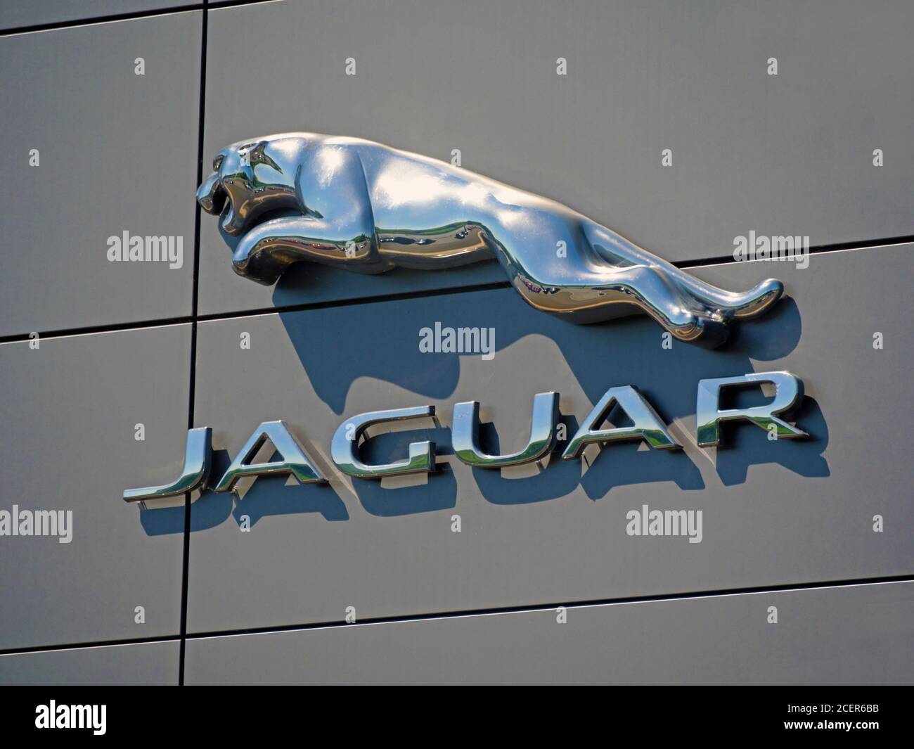 Jaguar Cars logo. Kentdale Land Rover Dealership, Shap Road Kendal