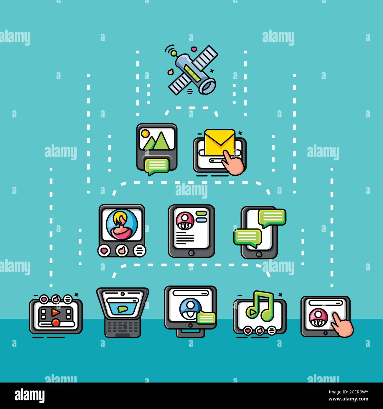 set of icons social network or social media vector illustration design ...