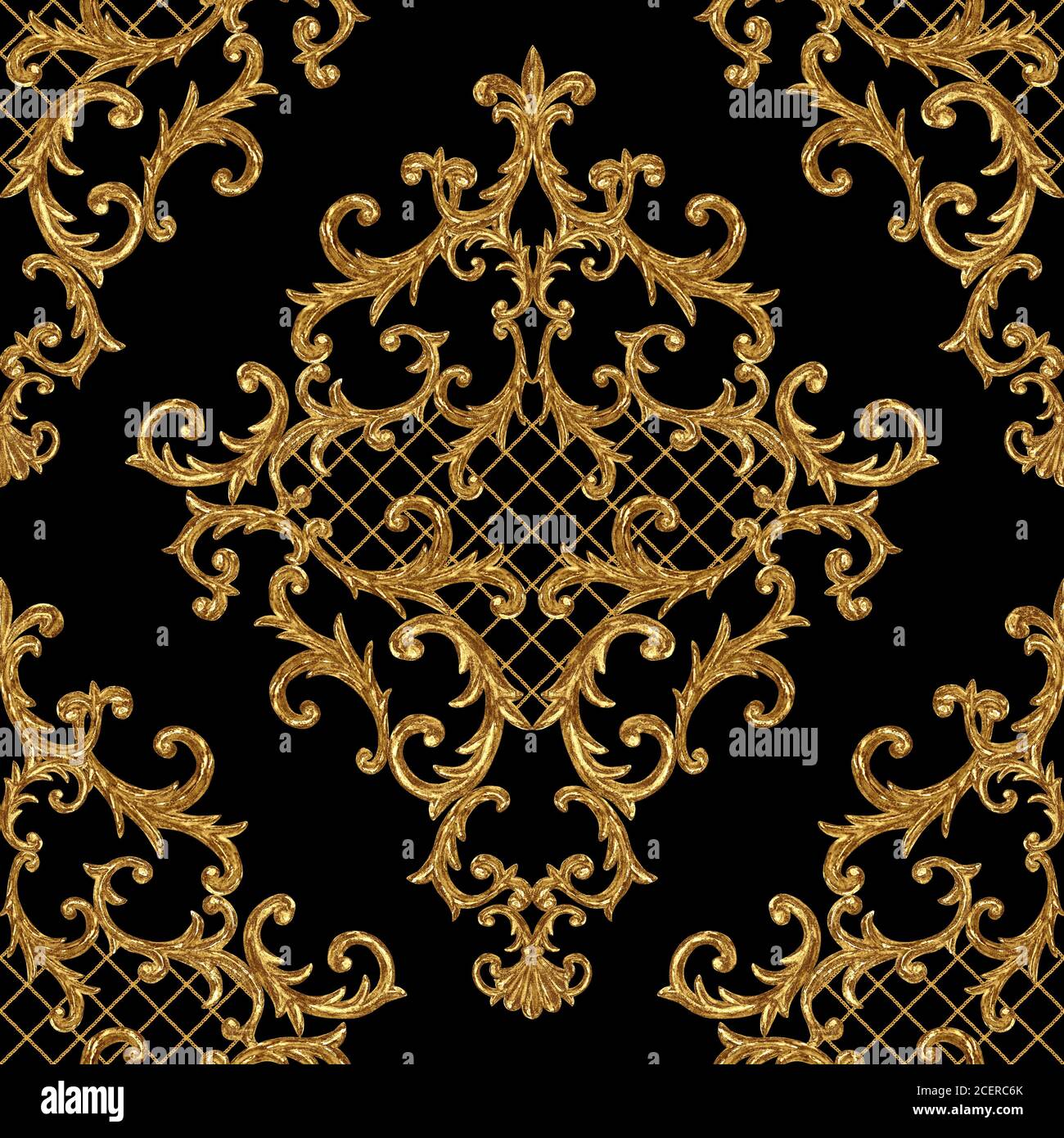 Black and gold baroque background hires stock photography and images