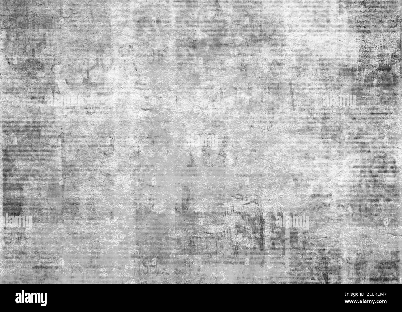Old grunge newspaper paper textured background. Blurred vintage newspapers texture background. Blur unreadable aged news page with place for text, ima Stock Photo