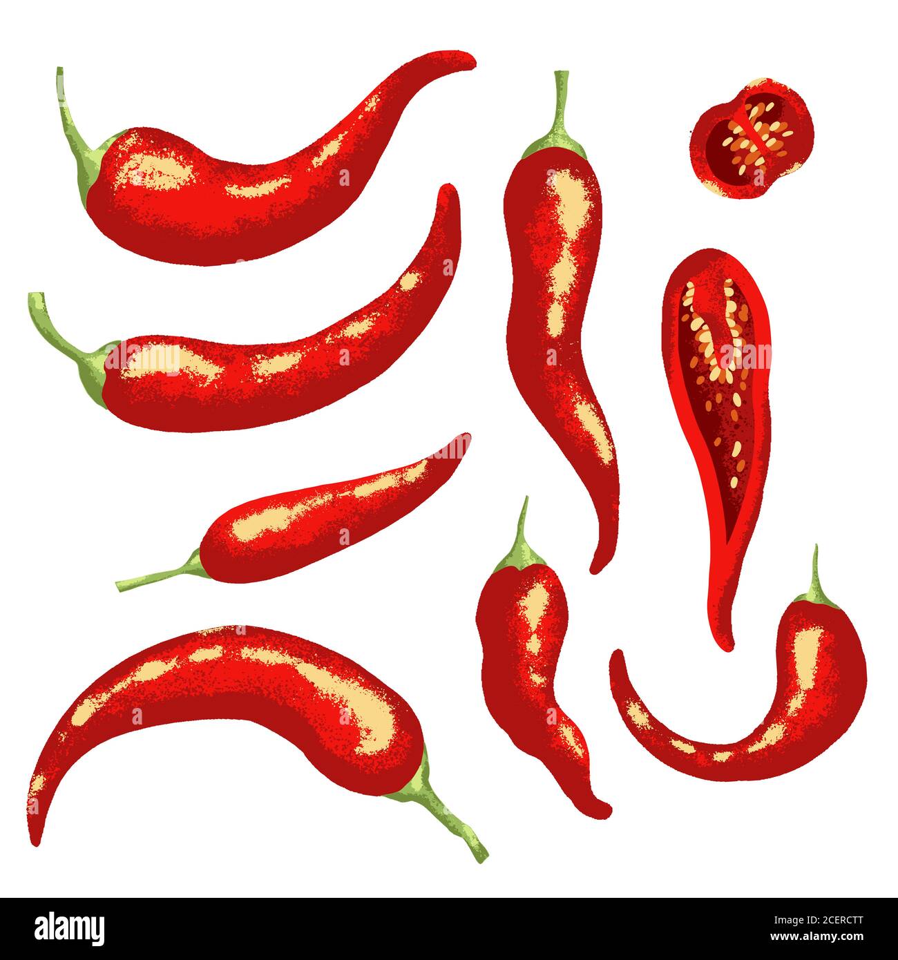 Red hot chili pepper on white background. Isolated vector illustration. Stock Vector
